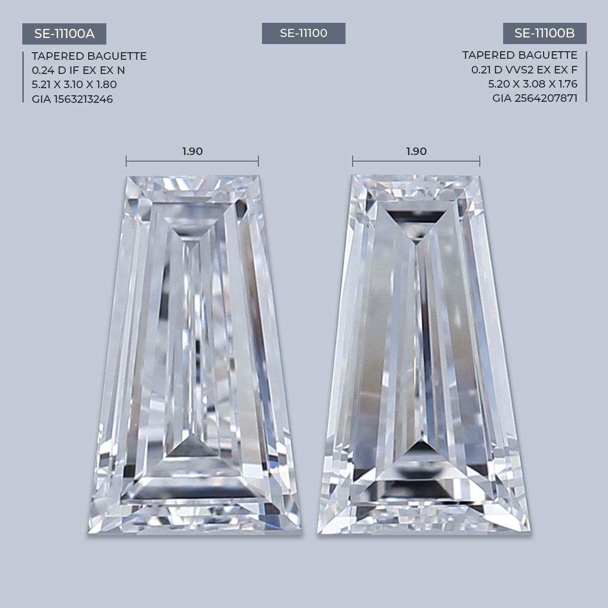 0.21 ct Tapered baguette Diamond