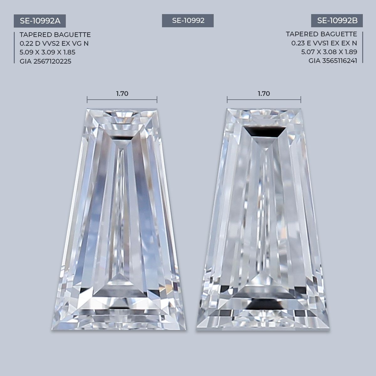 0.23 ct Tapered baguette Diamond