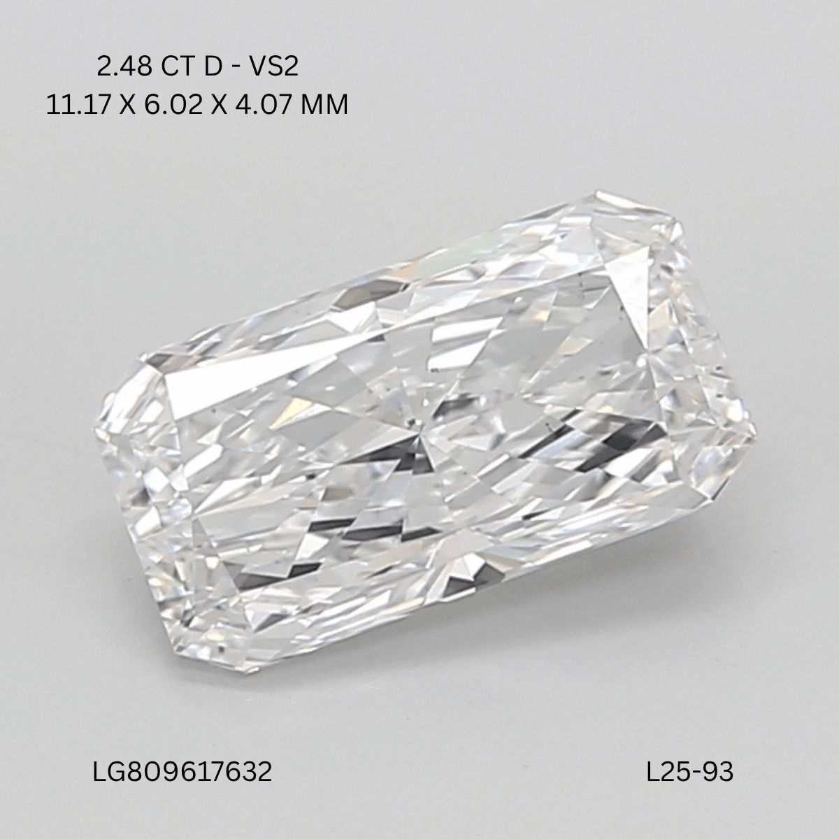 2.48 ct. radiant Lab Grown Diamond front image