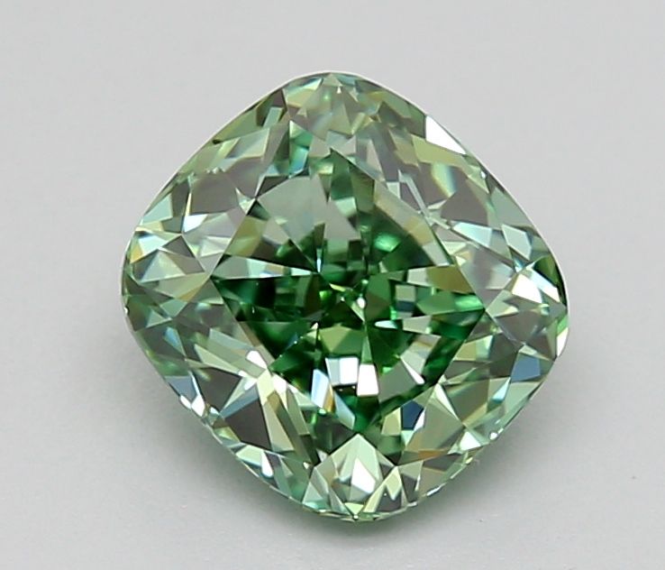 1.02 CT Fancy Vivid Green CUSHION MODIFIED