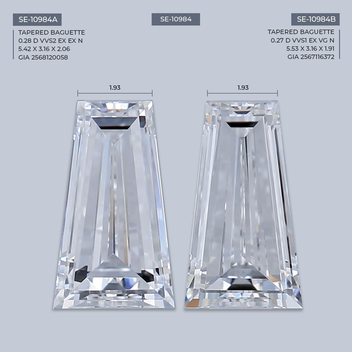 0.28 ct Tapered baguette Diamond