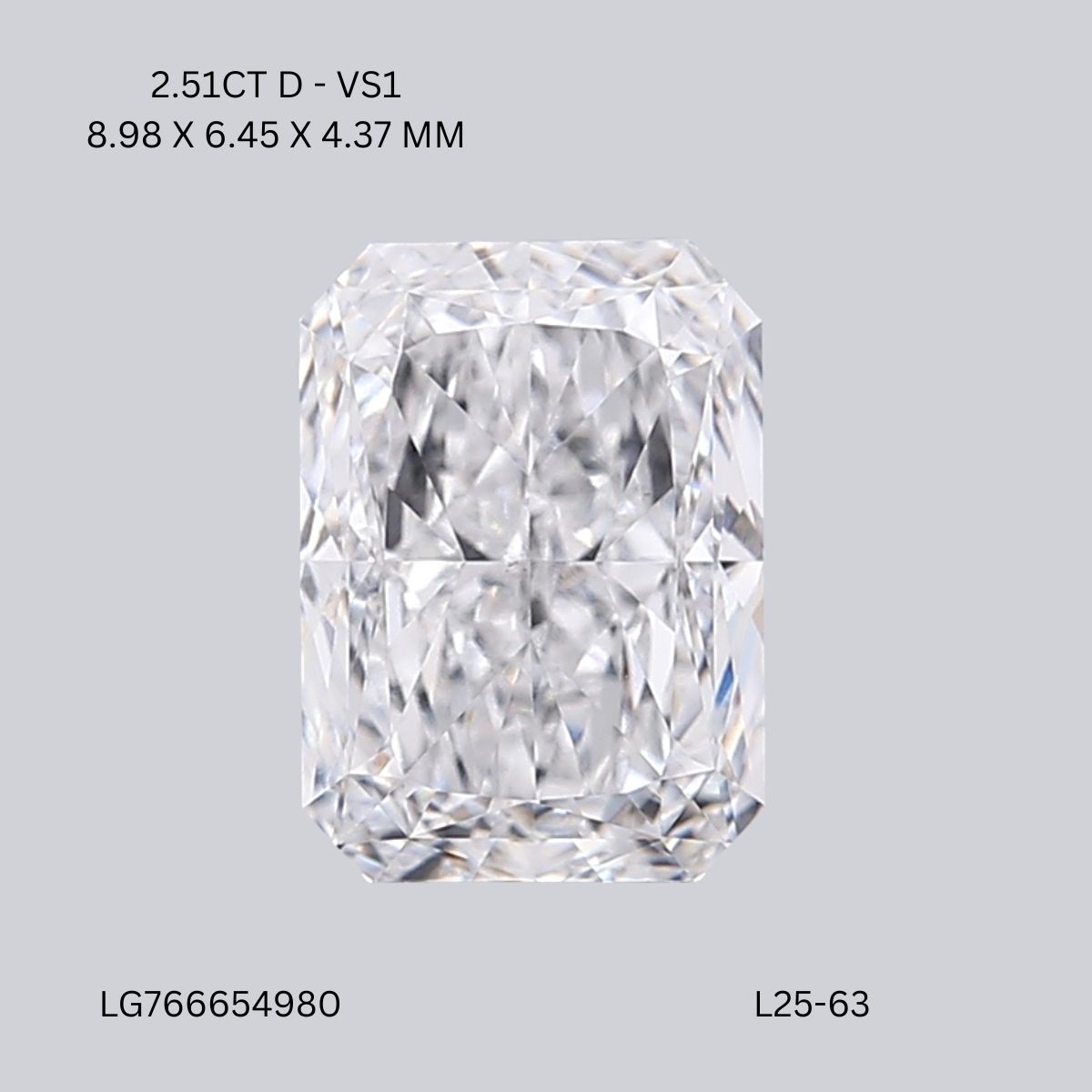 2.51 ct. radiant Lab Grown Diamond front image