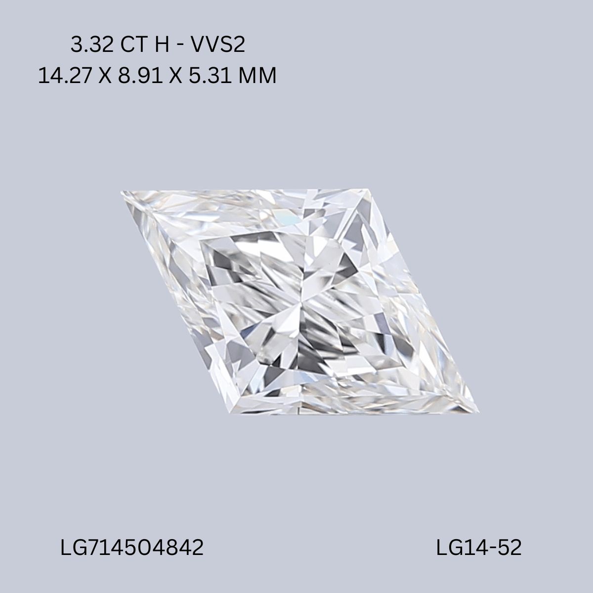 3.32 ct lab-grown Lozenge Diamond