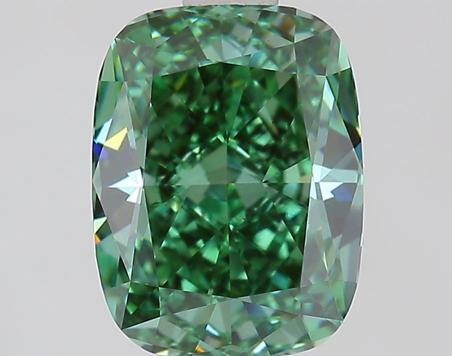1.56 CT Fancy Vivid Green CUSHION MODIFIED