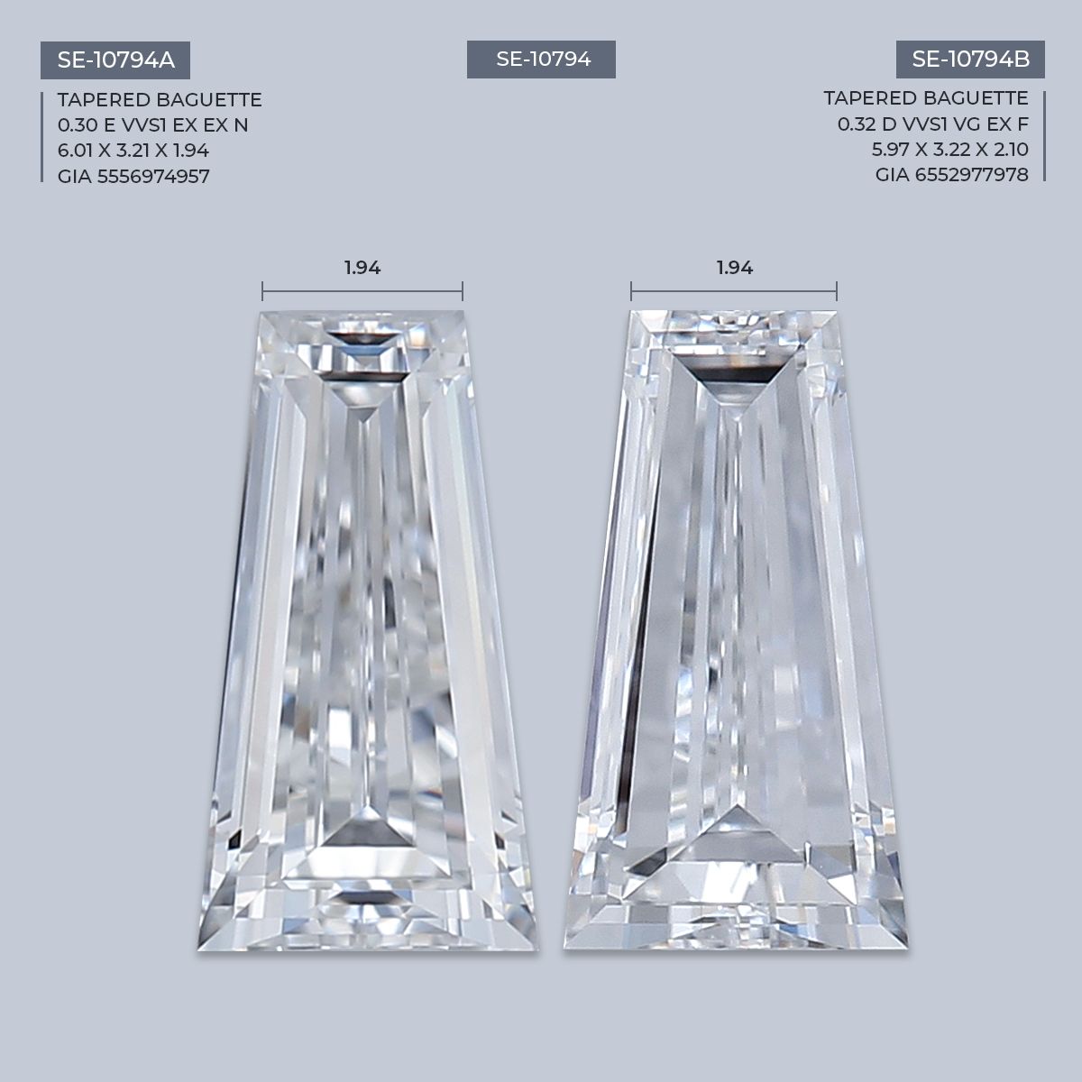 0.3 ct Tapered baguette Diamond
