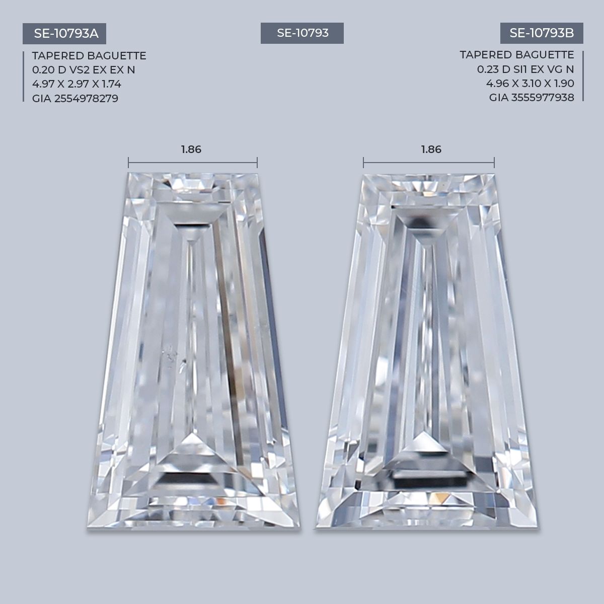 0.2 ct Tapered baguette Diamond