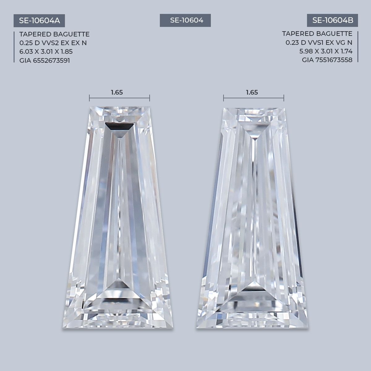 0.23 ct Tapered baguette Diamond