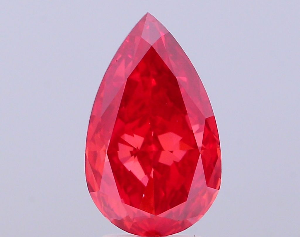 3.03 carat fancy vivid  red VVS2 EX Cut IGI pear diamond