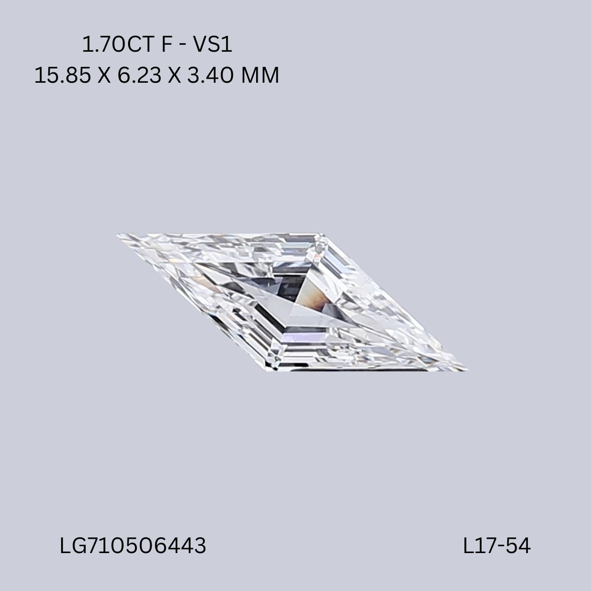 1.7 ct lab-grown Lozenge Diamond
