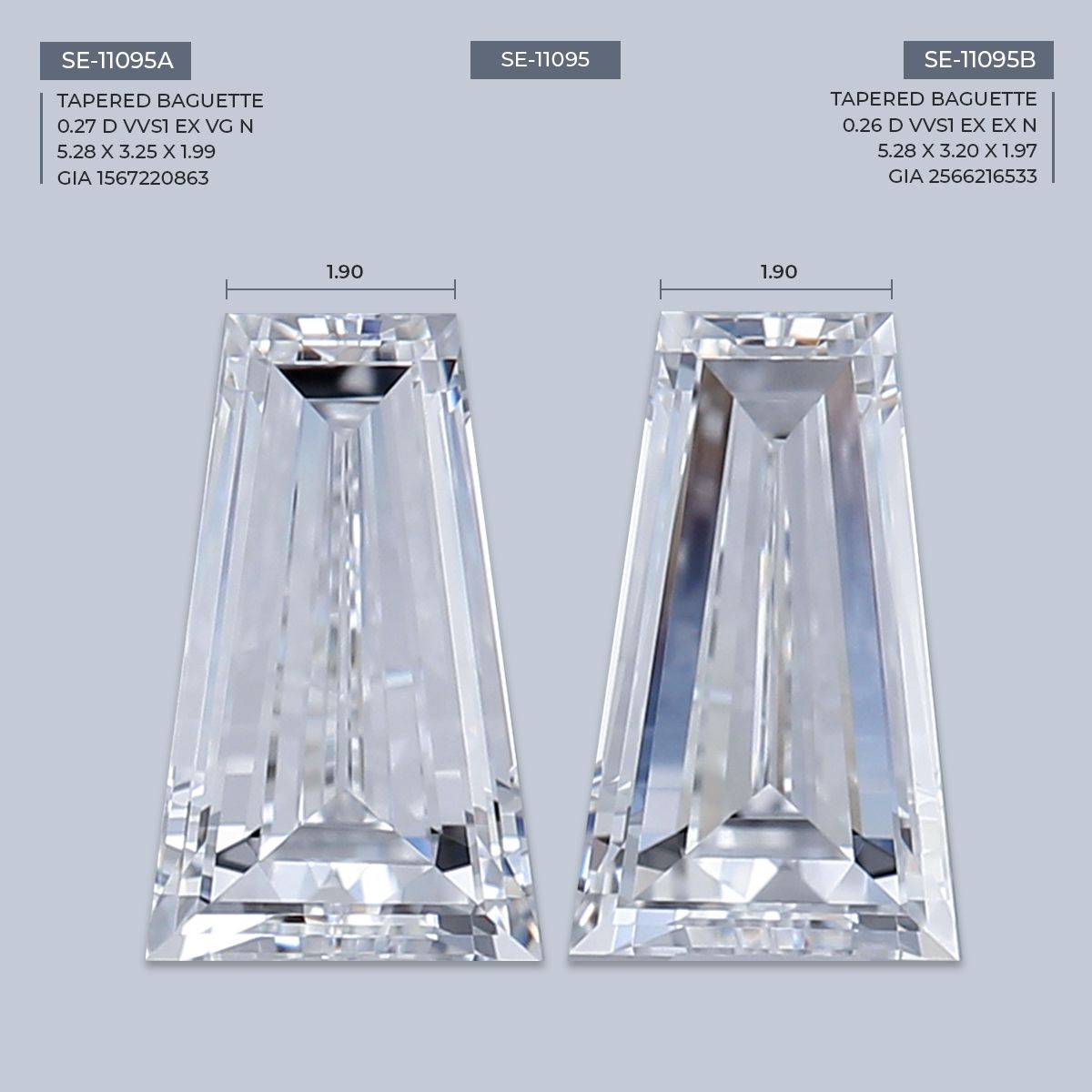 0.26 ct Tapered baguette Diamond