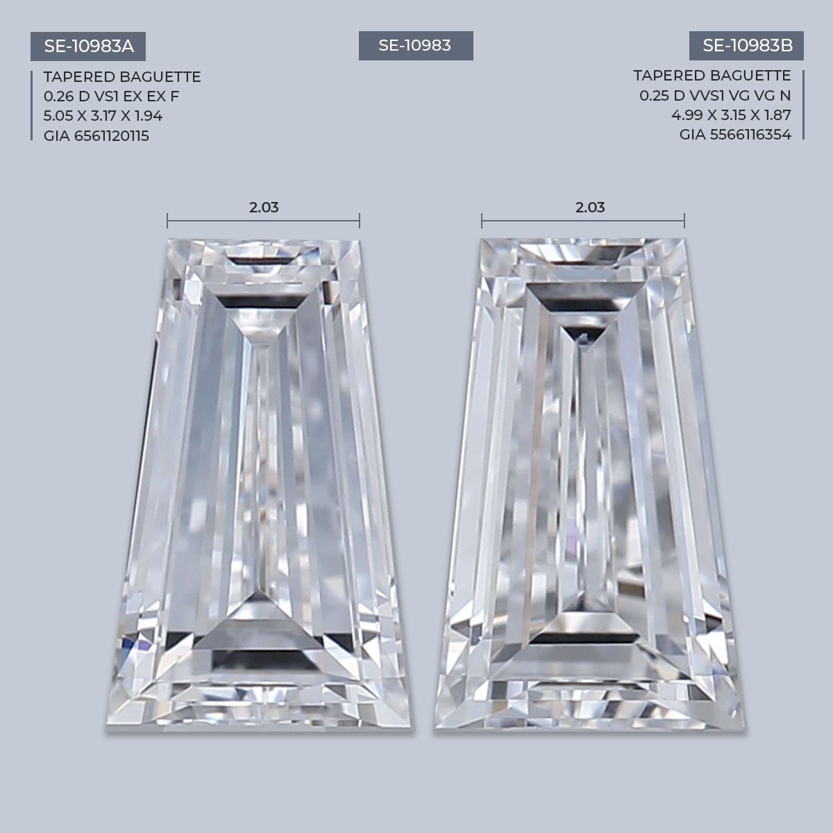 0.26 ct Tapered baguette Diamond