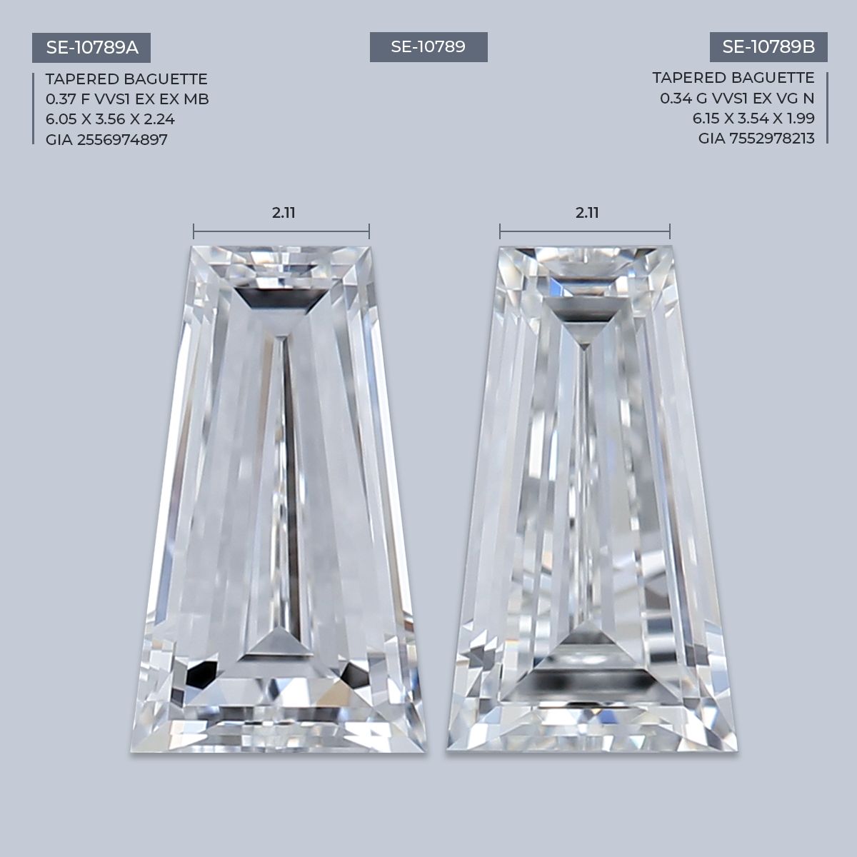 0.34 ct Tapered baguette Diamond