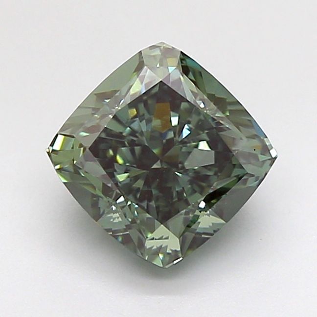 1.67 CT Fancy Grayish Green CUSHION MODIFIED